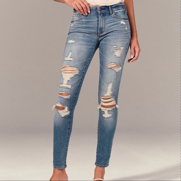Abercrombie & Fitch Denim - Abercrombie & Fitch Distressed Skinny Jeans Blue